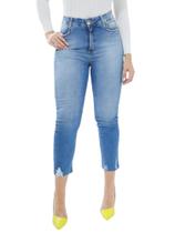 Calça Feminina Jeans Cropped Slouchy Confort Destroyed