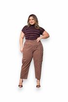 Calça Feminina Jeans Mom Plus com Elástico e Barra fio