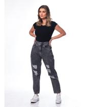 Calça Feminina Jeans Mom Preta