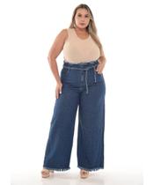 Calça Feminina Jeans Plus Wide Leg