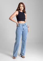 Calça Feminina Jeans Reta Sawary Premium Original Cintura Alta Moda Blogueira 281571 Calça Feminina Jeans Reta Sawary Premium Original Cintura Alta Moda Blogueira 281571