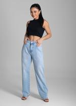 Calça Feminina Jeans Reta Sawary Premium Original Cintura Alta Moda Blogueira 281889