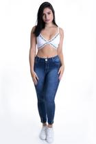 Calça Feminina Jeans Skinny Estonada Planet Girls Azul Escuro