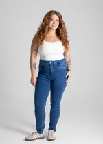 Calça Feminina Jeans Skinny Plus SIze Sawary Premium Original Cintura Alta Moda 280802