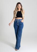 Calça Feminina Jeans Wide Leg Sawary Premium Original Cintura Alta Moda 280182