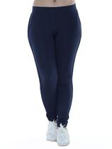 Calça Feminina Jogger Anistia de Moletinho Com Punho Marinho Calça Feminina Jogger Anistia de Moletinho Com Punho Marinho