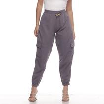 Calça Feminina Jogger Cargo Conforto Cintura Alta 16130