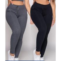 Calça feminina jogger cintura alta calca ribana tipo moletom