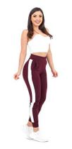 Calça Feminina Jogger Listrada Crepe Slim Fit Empina