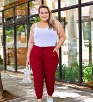 Calça Feminina Jogger Plus Size Calça Bengaline Com Elástico Modinha Modelagem Premium Grande