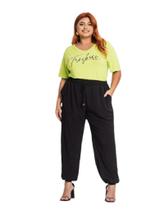 Calça Feminina Jogger Plus Size Secret Glam Com Bolsos