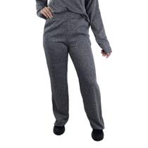 Calça Feminina Lado Avesso Chevron Wide Leg Cinza Mescla