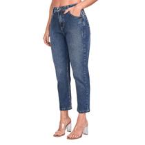 Calça Feminina Lado Avesso Jeans Mom Escura - L12614 Calça Feminina Lado Avesso Jeans Mom Escura - L12614
