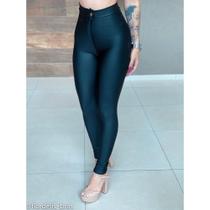 Calça Feminina Legging Cirre Disco Com Botao e Bolso PRETA-G