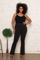 Calça Feminina Legging Flare Aveludada Plus Size Preto