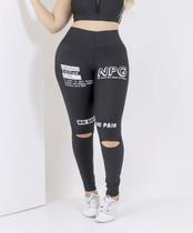 Calça Feminina Legging Leg Academia Cintura Alta Moda Fitness Corte Joelho Suplex The Start