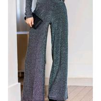 Calça feminina lurex pantalona estilo fashion