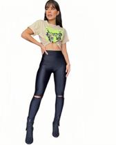Calça Feminina Lycra Gloss Com Abertura Joelho Calça Feminina Lycra Gloss Com Abertura Joelho