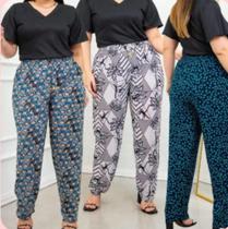 Calça feminina malha fria Plus Size