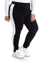 Calça Feminina Malha Neocrepe com Recortes Cor Contrastante G1 ao G8