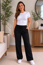 Calça Feminina Malha Viscolycra Confortável Bolsos Soltinha - Rosa - M