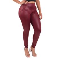 Calça Feminina material sintético Cirre Skinny Cós Alto Lycra Calça Feminina material sintético Cirre Skinny Cós Alto Lycra