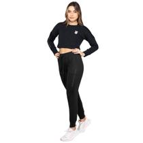 Calça Feminina Microfibra Punho de Ribana Preta Casual Fitness Academia Treino Passeio Original Gorilla
