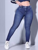 CALÇA FEMININA MODELADORA COM FAIXA LATERAL PIT BULL JEANS ESTILOSA Ref: 84764