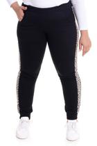 Calça Feminina Moletom c/ Detalhe em Onça Calça Feminina Moletom c/ Detalhe em Onça