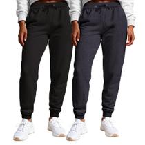 Calça Feminina Moletom Flanelada Slim Bolsos Algodão Kit 2 Calça Feminina Moletom Flanelada Slim Bolsos Algodão Kit 2