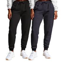 Calça Feminina Moletom Flanelada Slim Bolsos Algodão Kit 2