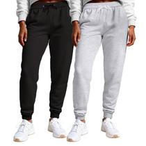 Calça Feminina Moletom Flanelada Slim Bolsos Algodão Kit 2 Calça Feminina Moletom Flanelada Slim Bolsos Algodão Kit 2