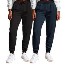 Calça Feminina Moletom Flanelada Slim Bolsos Algodão Kit 2 Calça Feminina Moletom Flanelada Slim Bolsos Algodão Kit 2