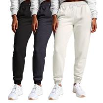 Calça Feminina Moletom Flanelada Slim Bolsos Algodão Kit 3 Calça Feminina Moletom Flanelada Slim Bolsos Algodão Kit 3