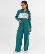Calça Feminina Moletom Wide Leg Cargo Marisa Verde Calça Feminina Moletom Wide Leg Cargo Marisa Verde