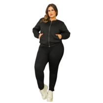 Calça Feminina Moleton Forrado c/ Punho Detalhe Matelasse Plus Size