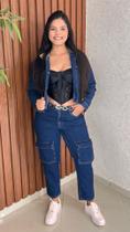 Calça Feminina Mom Jeans Escuro Crisconf Calça Feminina Mom Jeans Escuro Crisconf