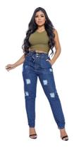Calça Feminina Mom Wide Leg Jeans Cintura Alta Sem Elastano