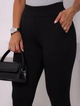 Calça Feminina Montaria Skinny Malha Crepe Bolsos Elegante Casual