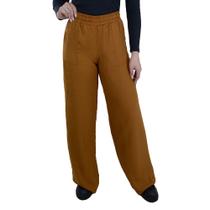 Calça Feminina Olho D' Água Wide Leg Marrom Toffe - 33310 Calça Feminina Olho D' Água Wide Leg Marrom Toffe - 33310