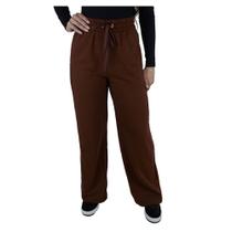 Calça Feminina Olho Fatal Wide Leg Moletinho Marrom - 601874