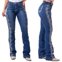 Calça Feminina Original Buphallos Jeans Premium Azul Bootcut Brilho R. BPL796