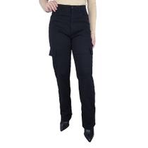 Calça Feminina Ouzzare Jeans Reta Cargo Preto - ZZ80986 Calça Feminina Ouzzare Jeans Reta Cargo Preto - ZZ80986