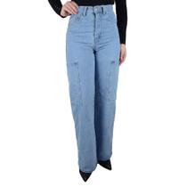 Calça Feminina Ouzzare Jeans Wide Leg Cargo Clara - ZZ81055 Calça Feminina Ouzzare Jeans Wide Leg Cargo Clara - ZZ81055