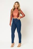 Calça Feminina Pala Reta Skinny Planet Girls Jeans Escuro