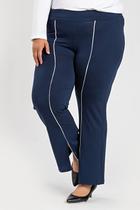 Calça Feminina Pantacourt Plus Size Moletinho c/ Elastano Filete Contraste - Serena