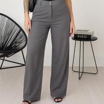 Calça Feminina Pantalona Alfaiataria Cintura Alta Com Bolso e Cinto