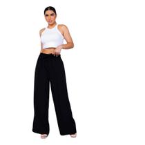 Calça Feminina Pantalona Alfaiataria Cintura Elástica