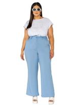 Calça Feminina, Pantalona, Alfaiataria, Plus Size, Azul, Verde, Até 54