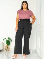 Calça Feminina, Pantalona, Alfaiataria, Plus Size, Preto, Marrom, Até 54